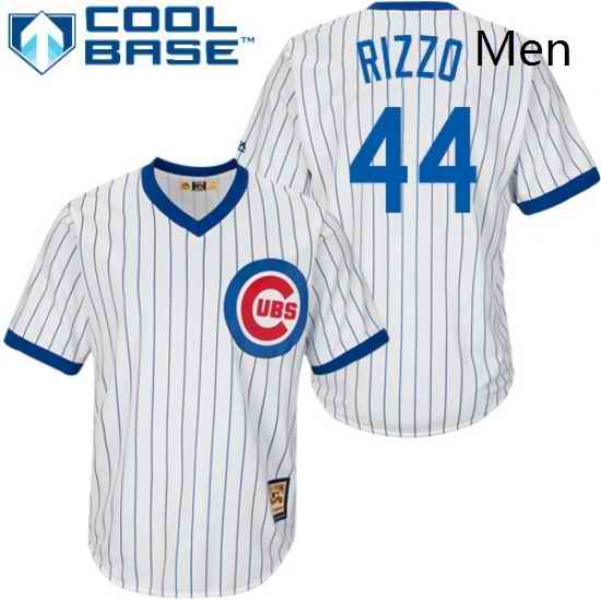 Mens Majestic Chicago Cubs 44 Anthony Rizzo Replica White Home Cooperstown MLB Jersey